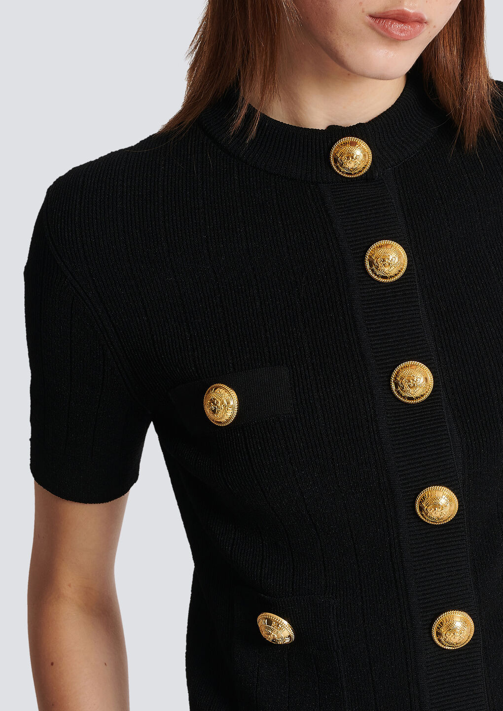 Shop Balmain Buttoned Knitted Cardigan In Black