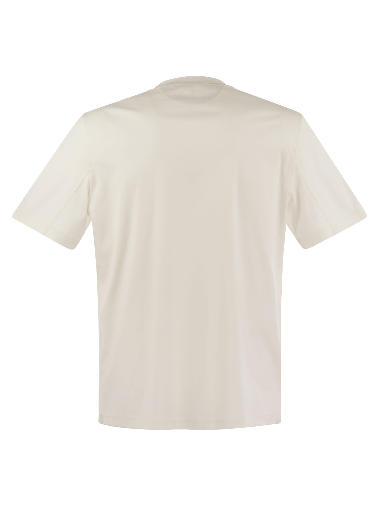 Brunello Cucinelli Crew-neck Cotton Jersey T-shirt With Print In White