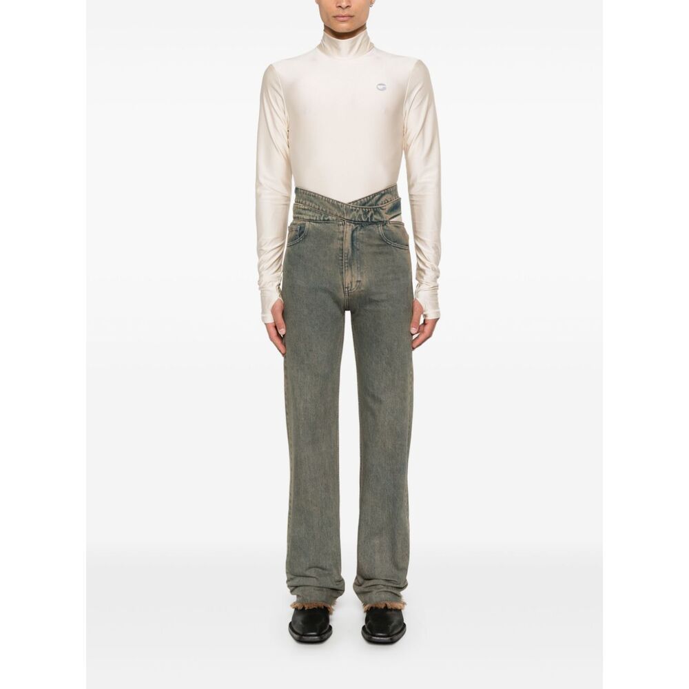 Coperni Stand-collar Long-sleeved Knitted Pullover In White