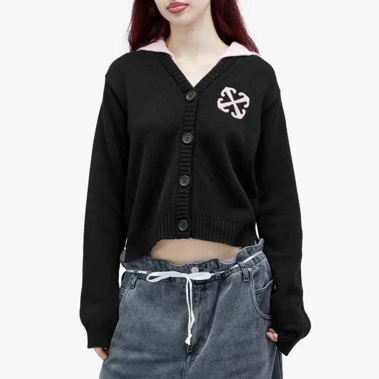 Off-white Button Long-sleeved Sweater In Black
