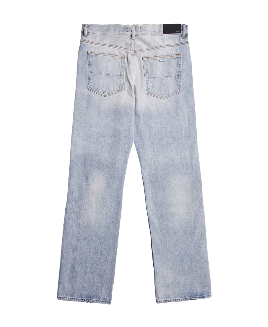 Amiri Logo-embroidery Ripped Jeans In Gray