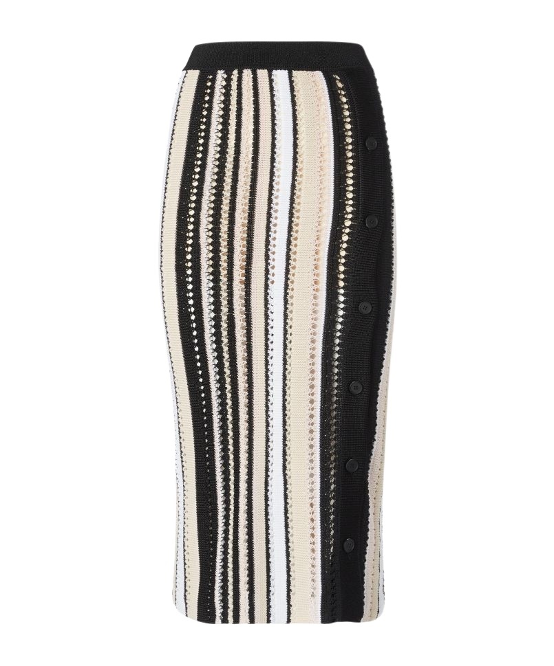 Missoni Striped Crochet Midi Skirt With Side Buttoning In Multi-color