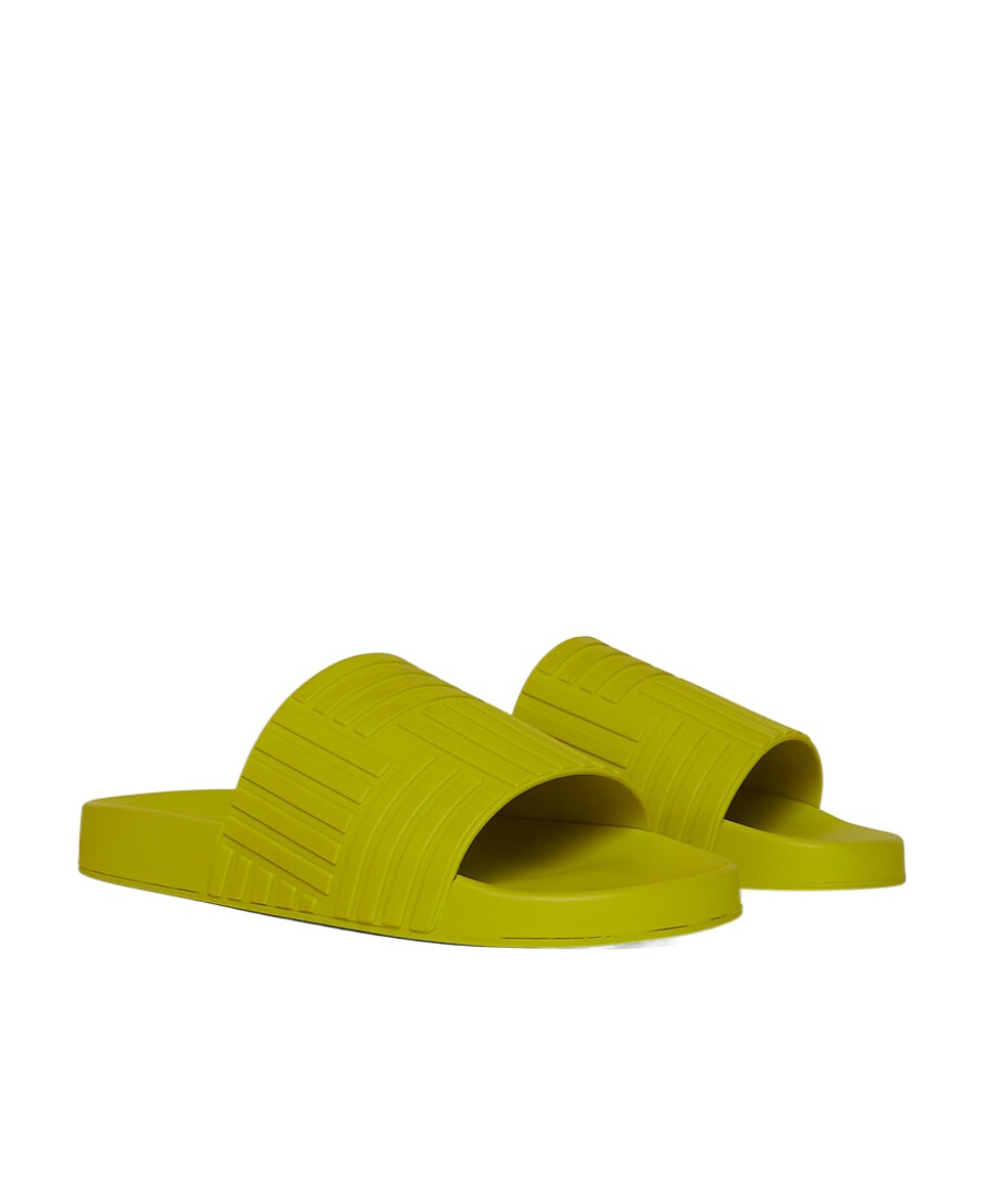 Bottega Veneta Intrecciato Logo-embossed Slides In Yellow