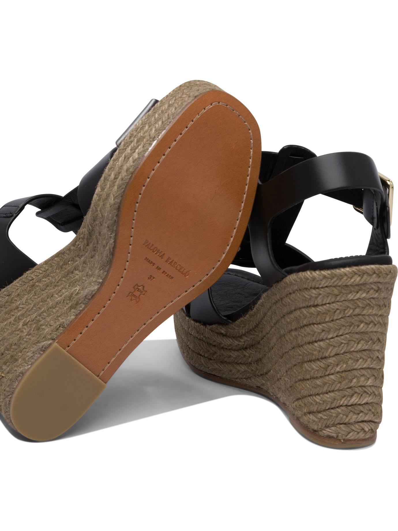 Paloma Barceló Woven Jute Platform Sandals In Black