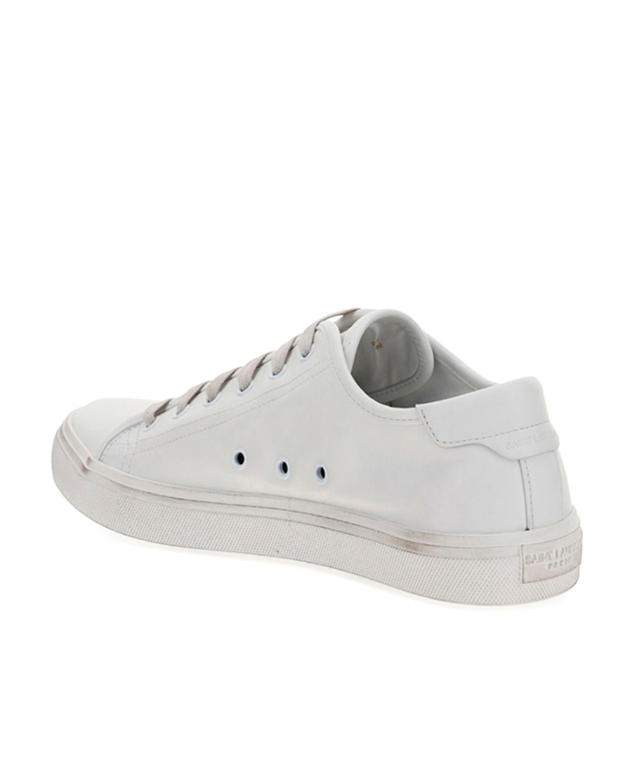 Saint Laurent Malibu Canvas-calf Low-top Sneakers In White