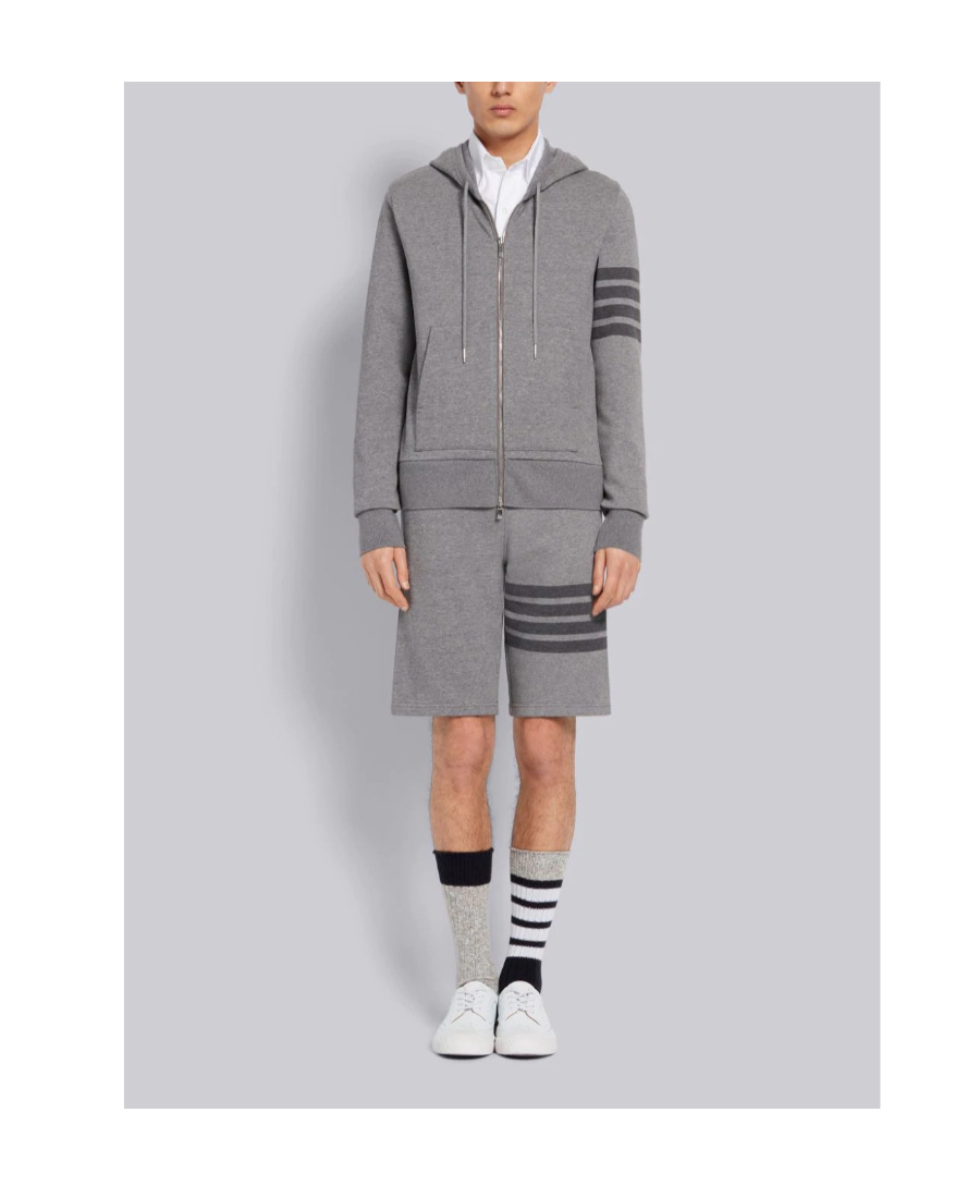 Thom Browne Tonal 4-bar Loopback Track Shorts In Gray