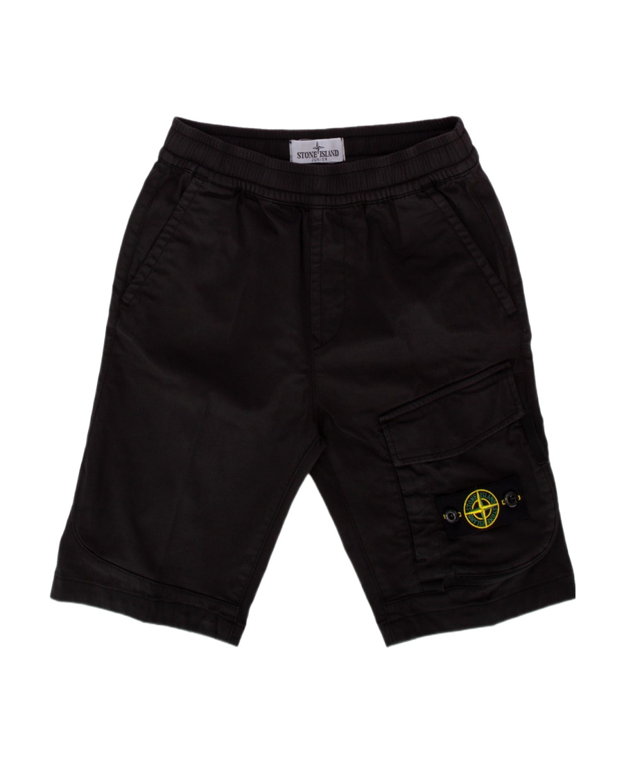 Stone Island Logo-patch Bermuda Shorts In Black