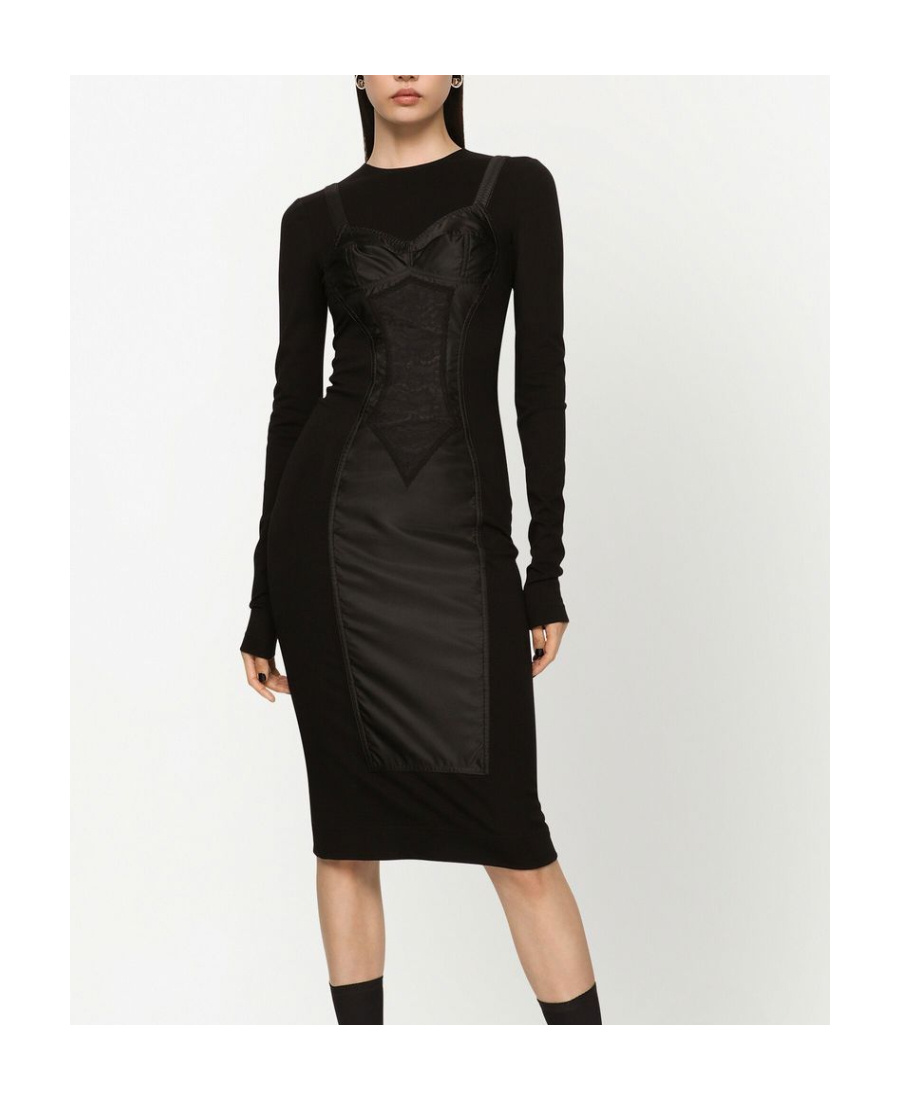 Dolce & Gabbana Lingerie Design Long-sleeved Sheath Dress In Animal Print