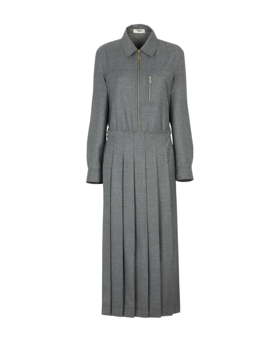 Fendi Grey Wool Jumpsuit In Gray