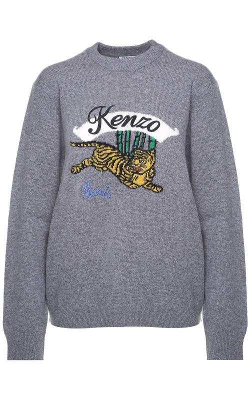 Kenzo Jumping Tiger Sweater In Gray