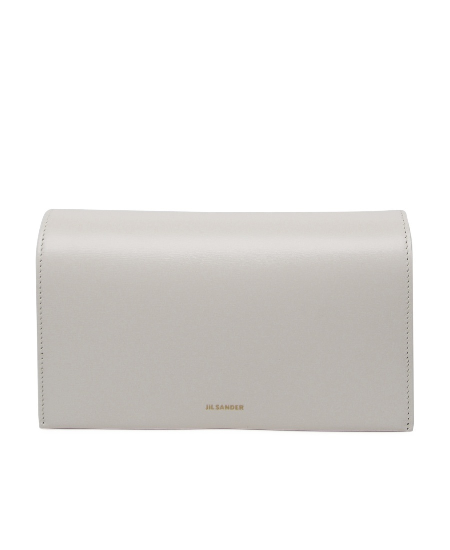 Jil Sander Logo-stamp Leather Shoulder Bag In Gray