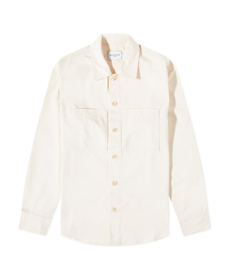 Maison Kitsuné Profile Fox Cotton Gabardine Shirt In White