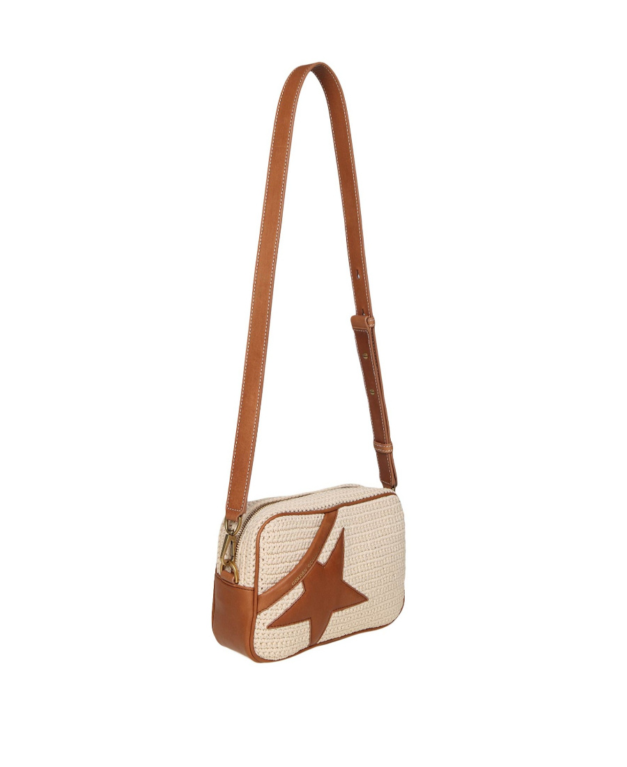 Golden Goose Star-patch Crochet Crossbody Bag In Nude