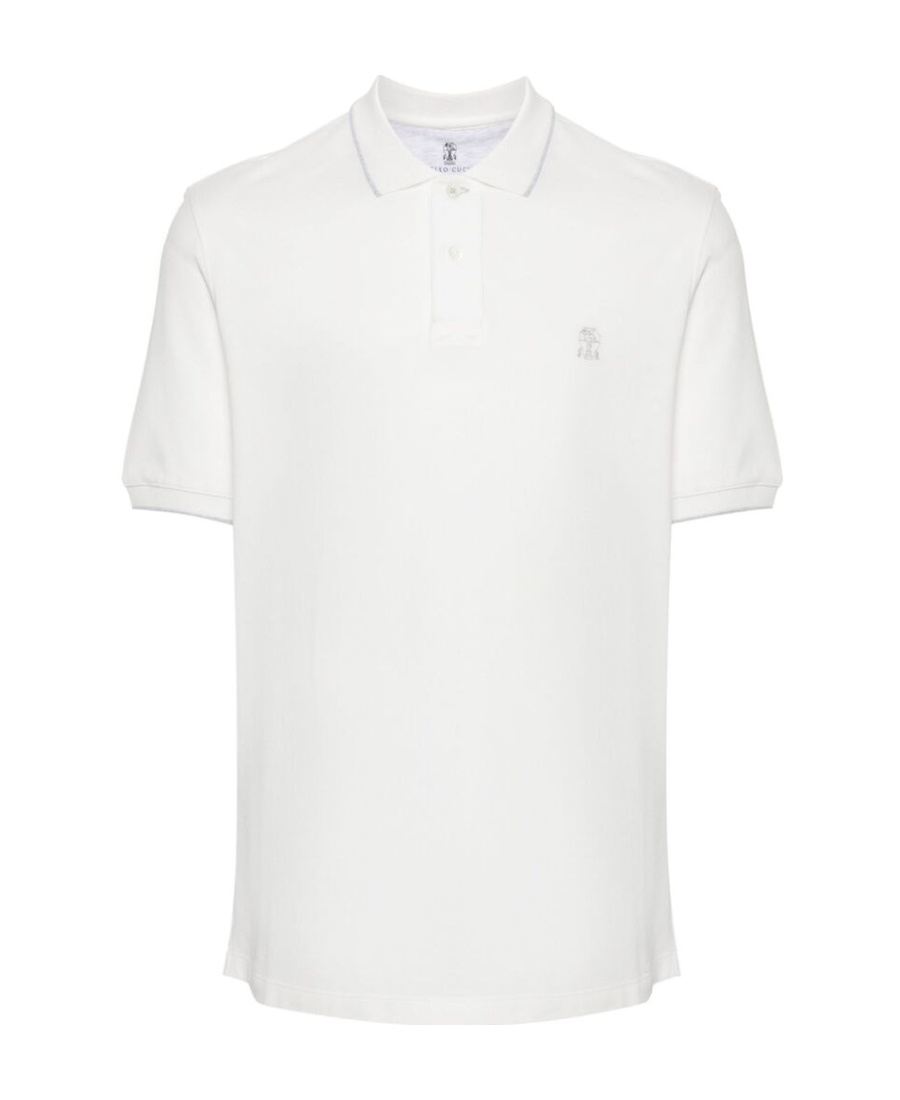 Brunello Cucinelli Logo Cotton Polo Shirt In White