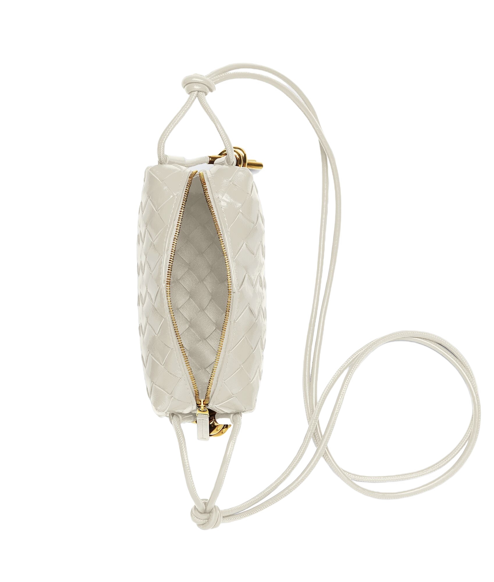 Bottega Veneta Mini Loop Knitted Crossbody Bag In White