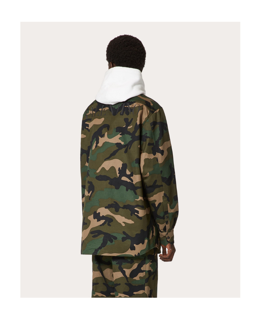 Valentino Camouflage Shirt Jacket In Brown