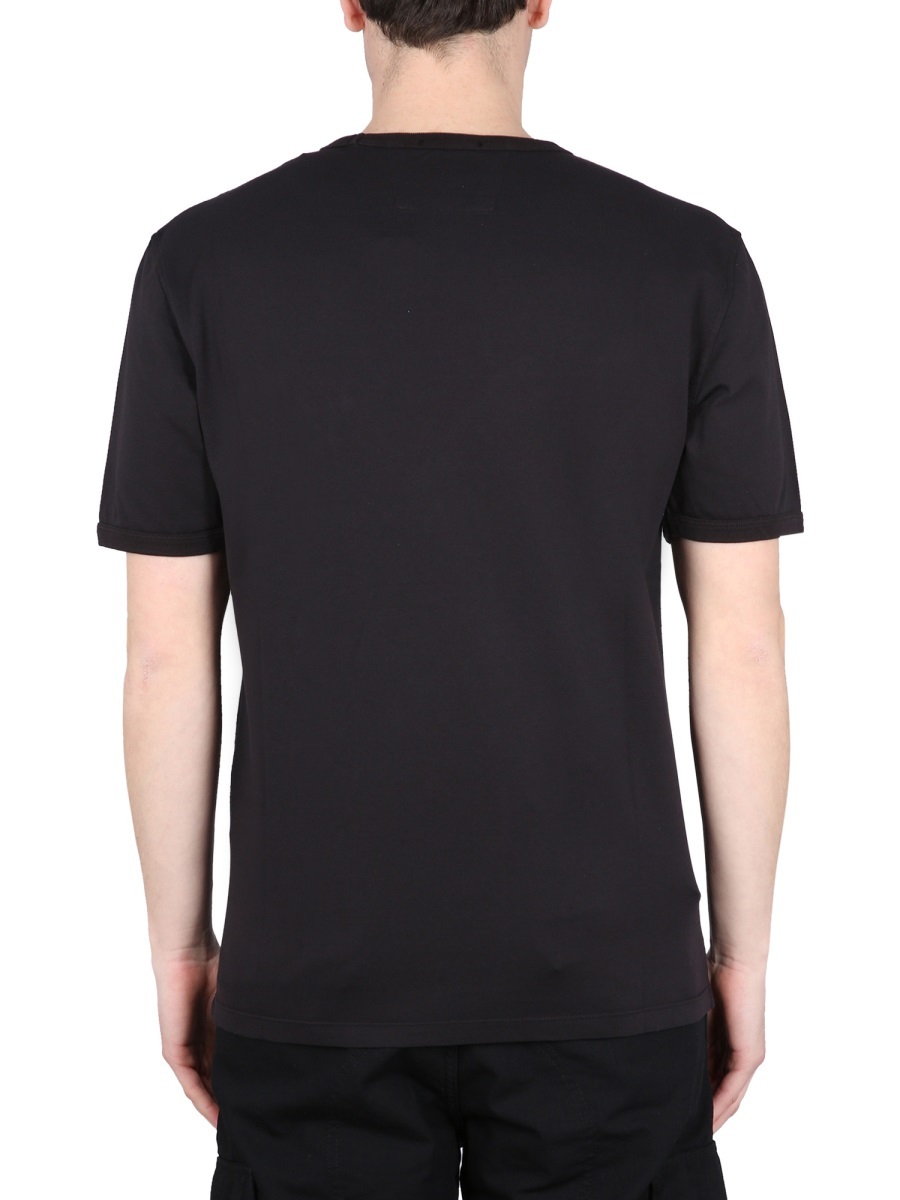 C.p. Company Blue T-shirt With Logo Printed On The Front In Black