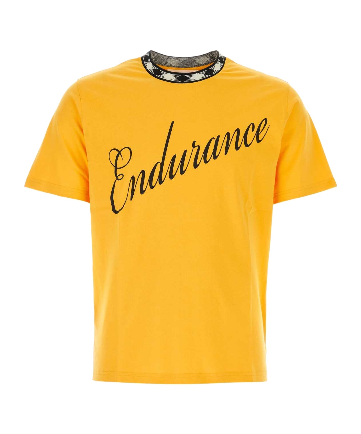 Wales Bonner Jersey Crew-neck T-shirt With Front Contrast Print In Yellow
