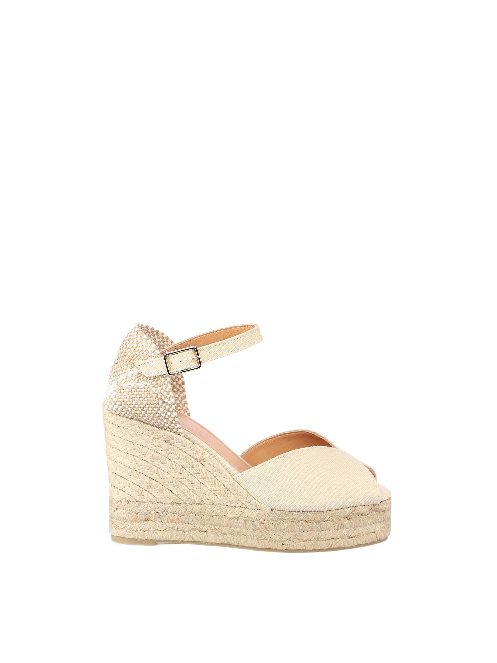 Shop Castaã±er Carol Canvas Wedge Espadrilles In Nude