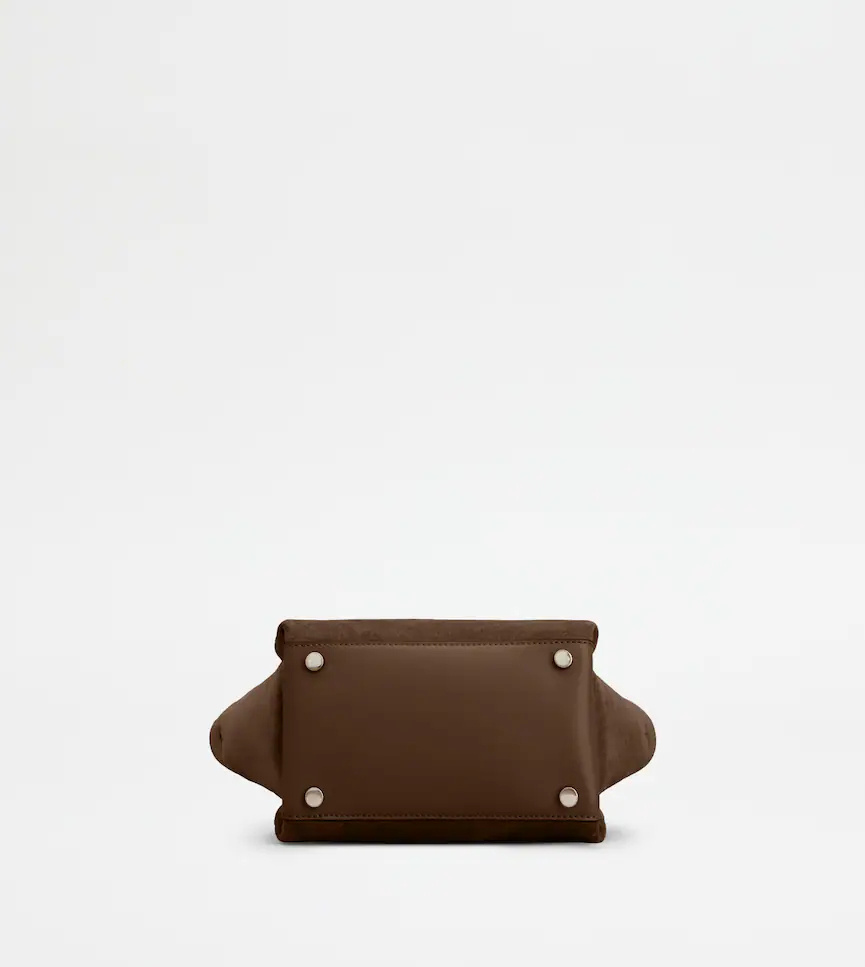 Tod's Micro Logo-charm Suede Tote Bag In Brown