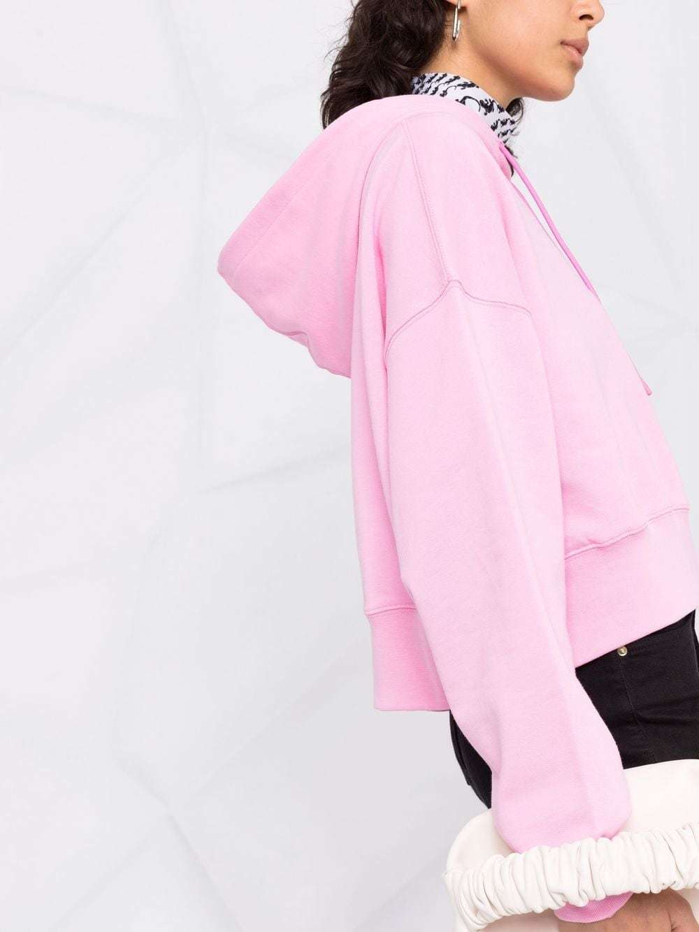 Msgm Logo Printed Drawstring Hoodie In Pink