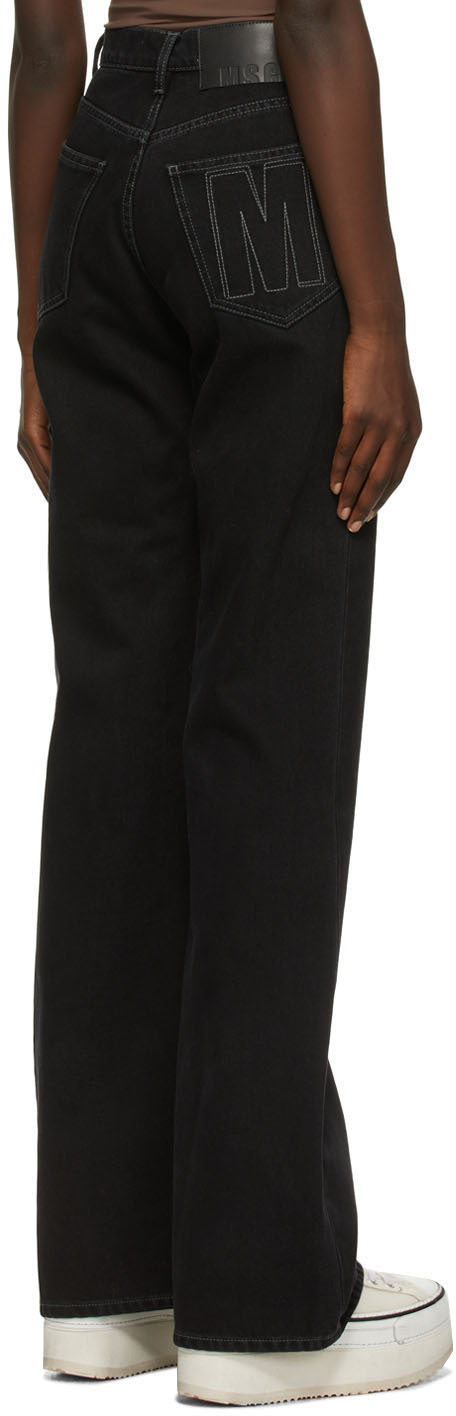 Msgm Embroidered Logo Trousers In Black