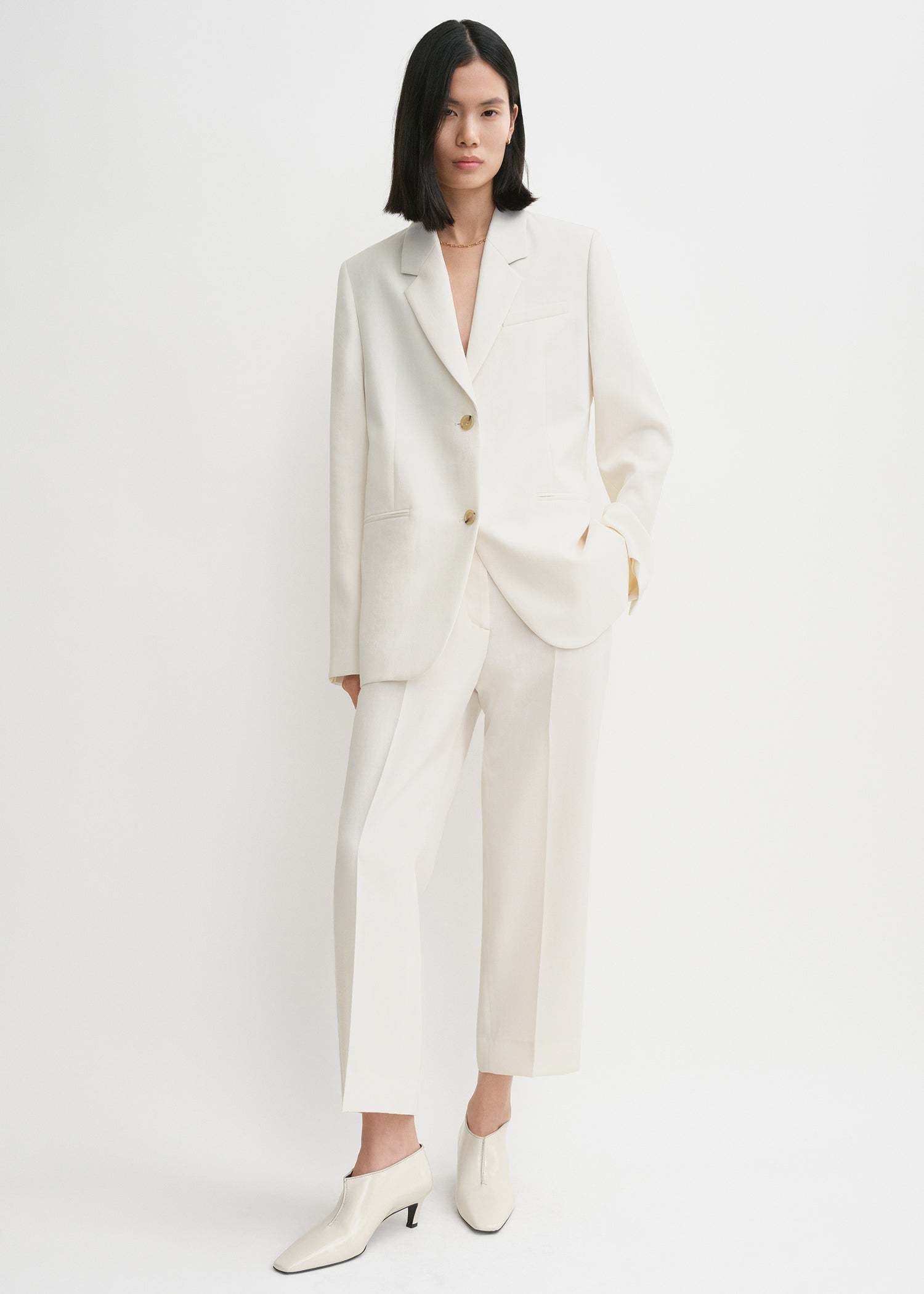 Totême Off-white Single-breasted Blazer In White