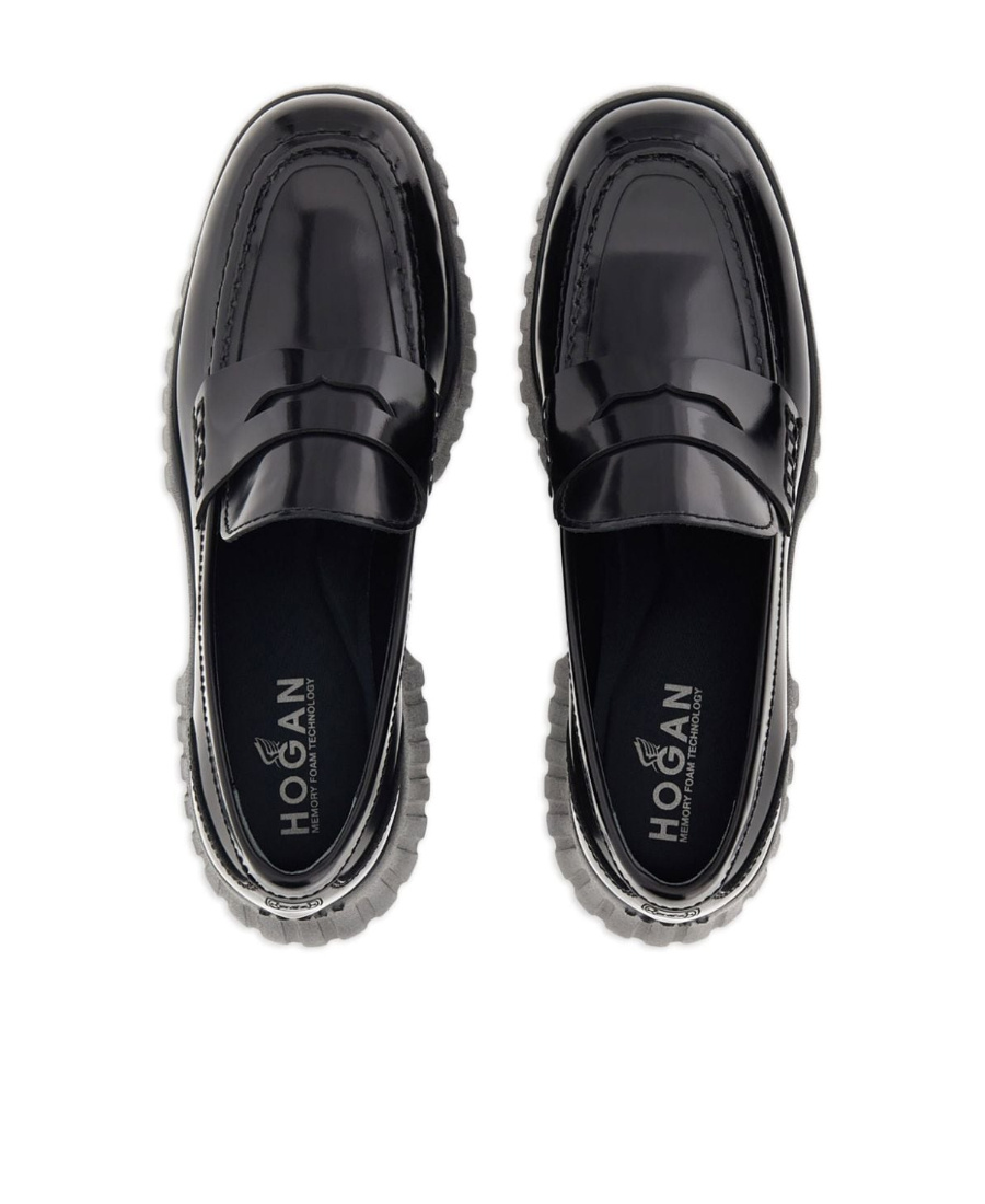 Hogan H-stripes Platform Loafers In Black