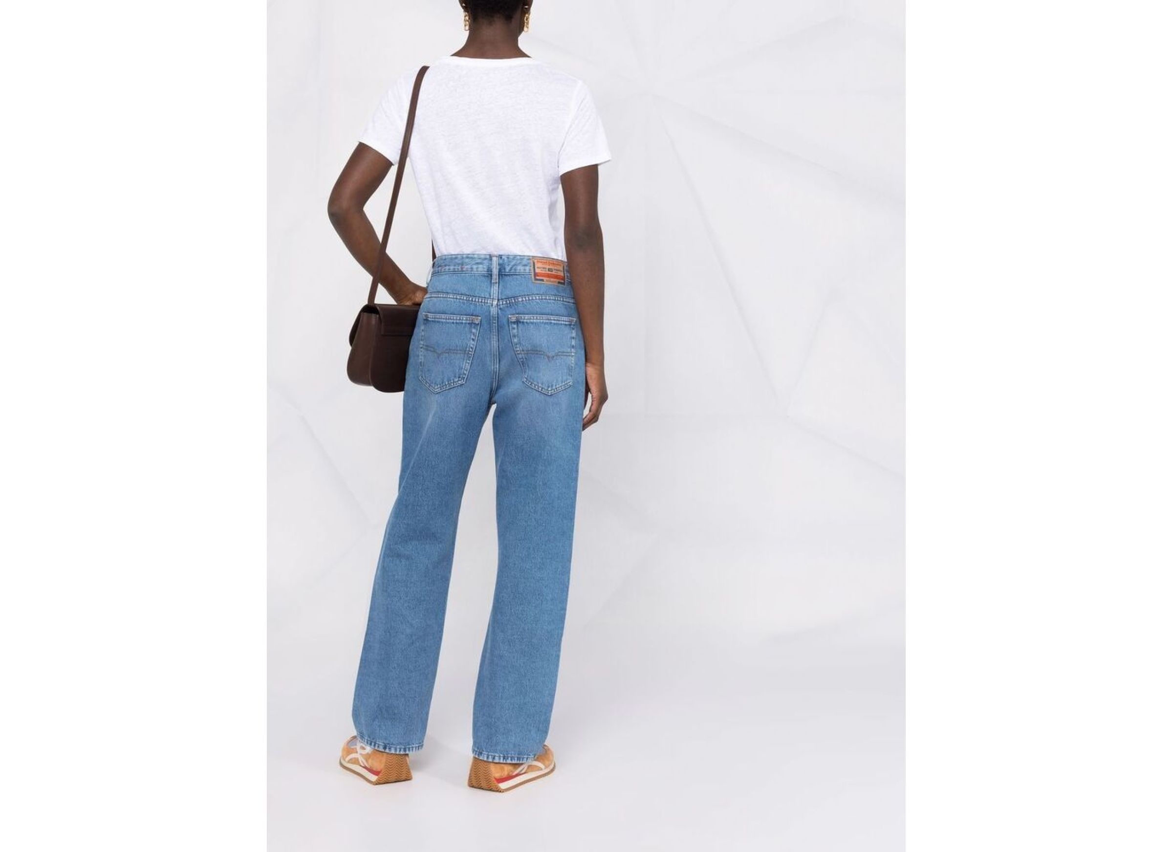 Shop Majestic V-neck Linen-blend T-shirt In White