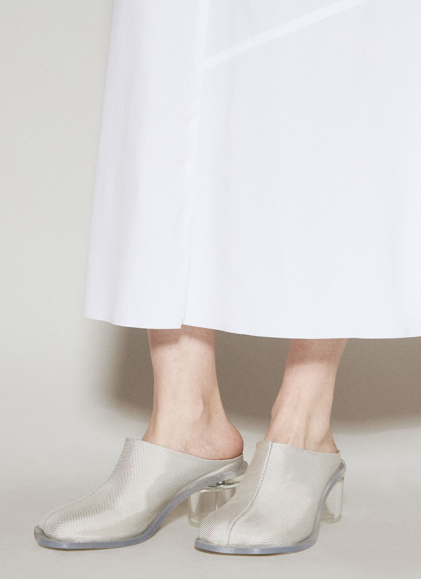 Shop Mm6 Maison Margiela Anatomic Transparent Heeled Slip-on Mules In White