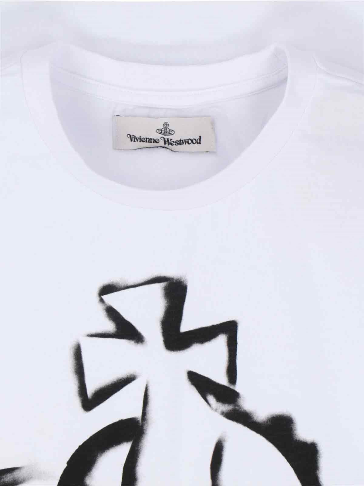 Vivienne Westwood Short-sleeved Cotton T-shirt With Abstract Graphic Design In White