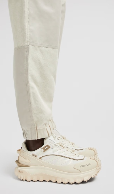 Moncler Grenoble White Cotton Clothing Trousers In Gray