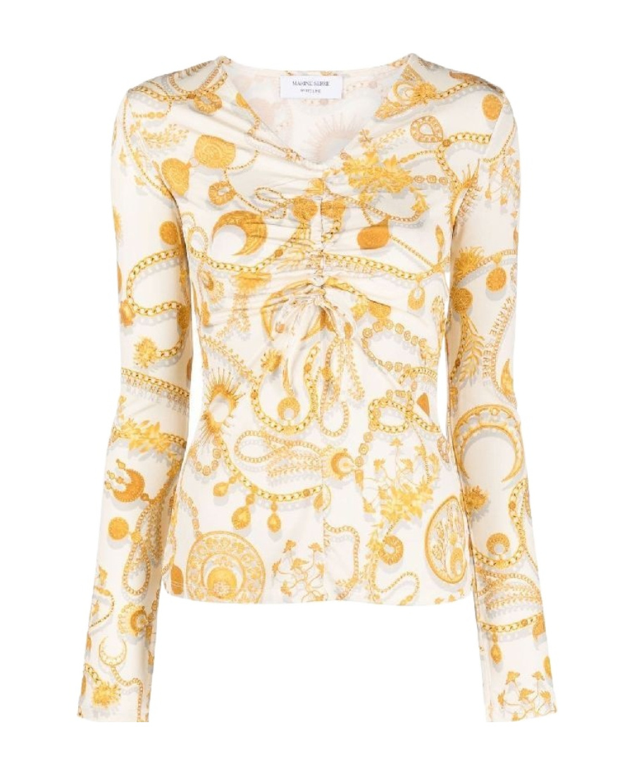 Marine Serre Printed Blouse In Nude