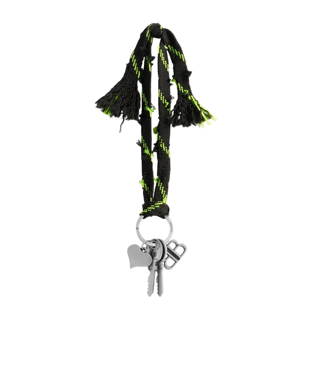 Balenciaga Shoelace Bb Key Chain In Black