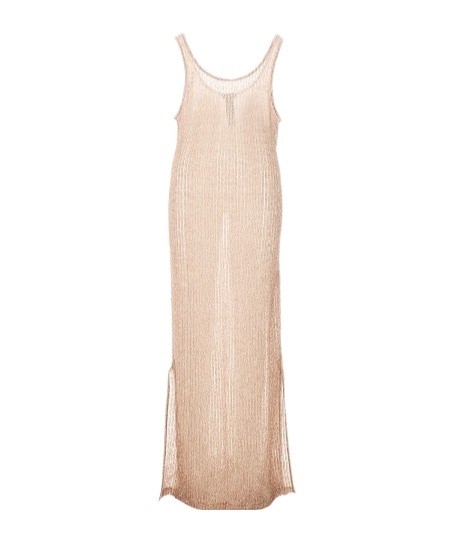 Emporio Armani Ribbed Maxi Dress In Nude