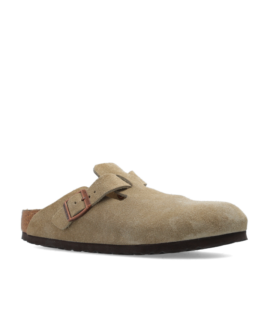Birkenstock Boston Suede Slippers In Brown