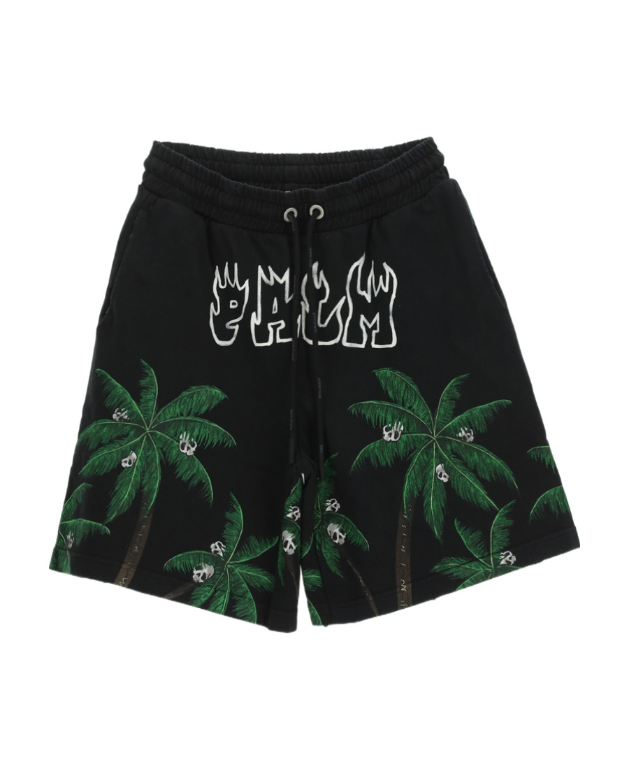 Palm Angels Palm Print Track Shorts In Black