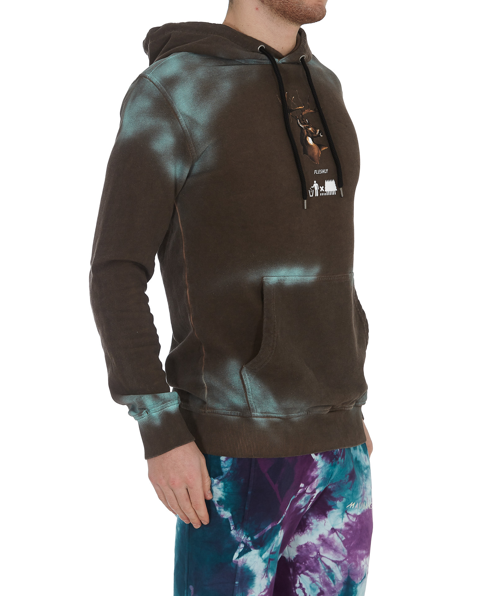 Mauna Kea Deer-print Cotton Hoodie In Black