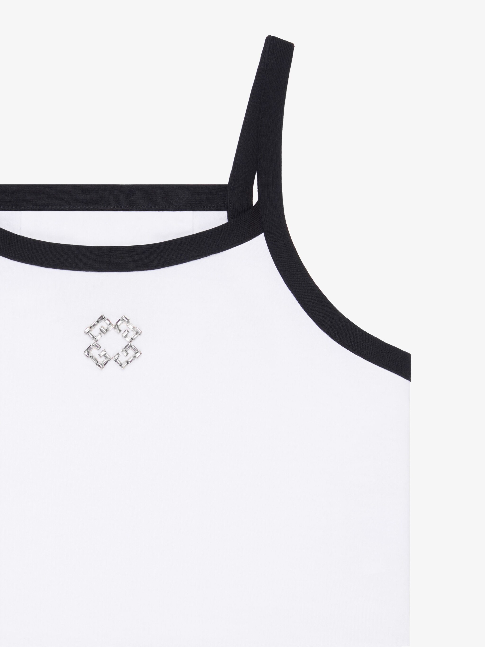 Givenchy Cropped Tank Top In Cotton And Crystals With 4g Detail In White
