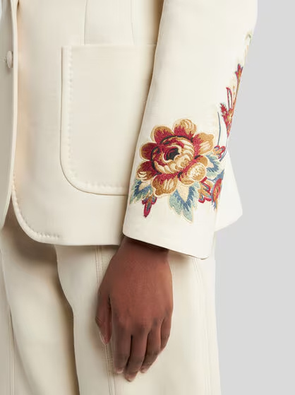 Etro Cool Wool Jacket With Embroidery In Brown