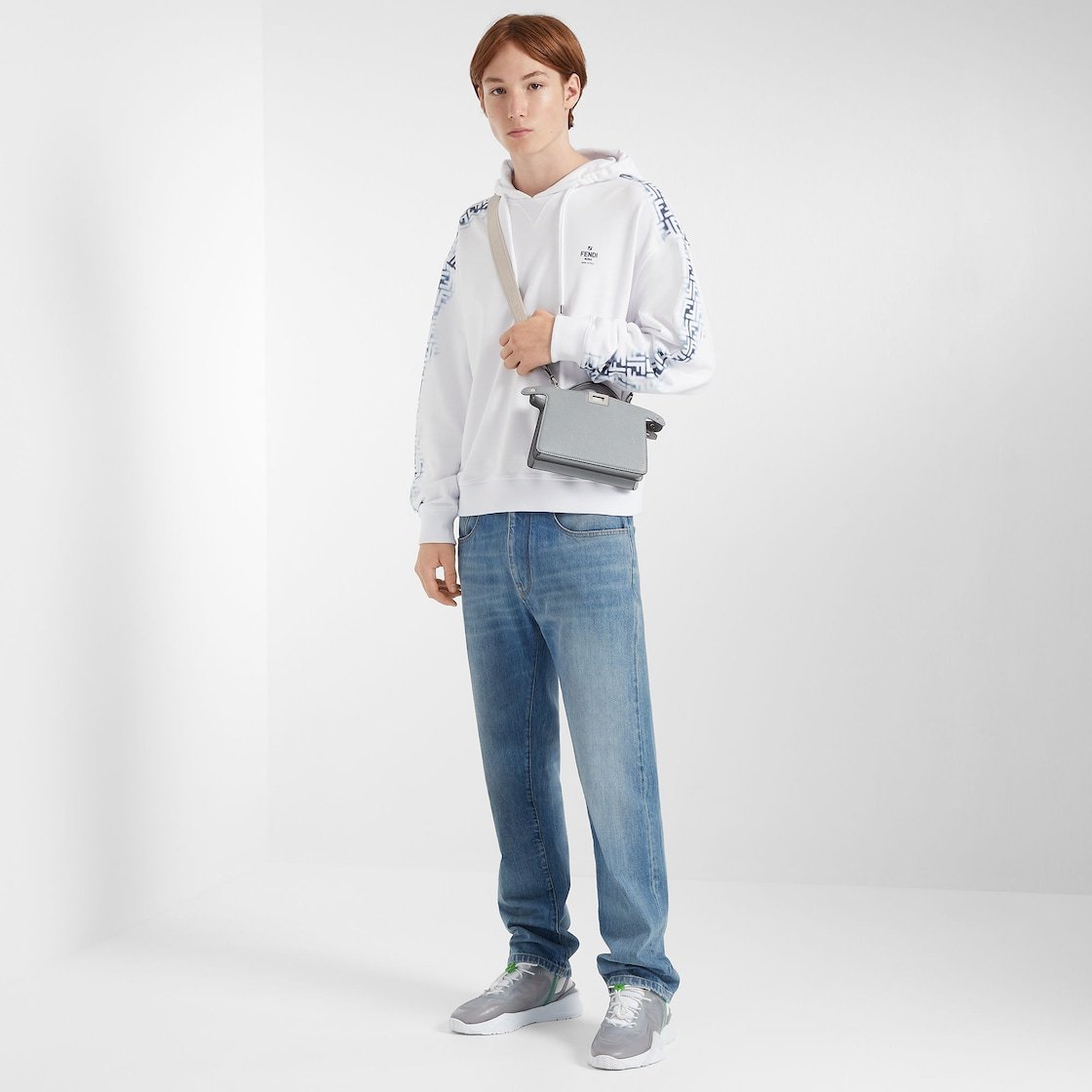 Fendi Ff-motif Drawstring Hoodie In White