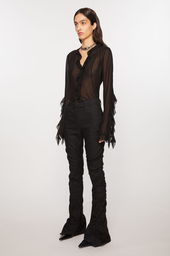Acne Studios Mid-waist Flared Trousers In Black