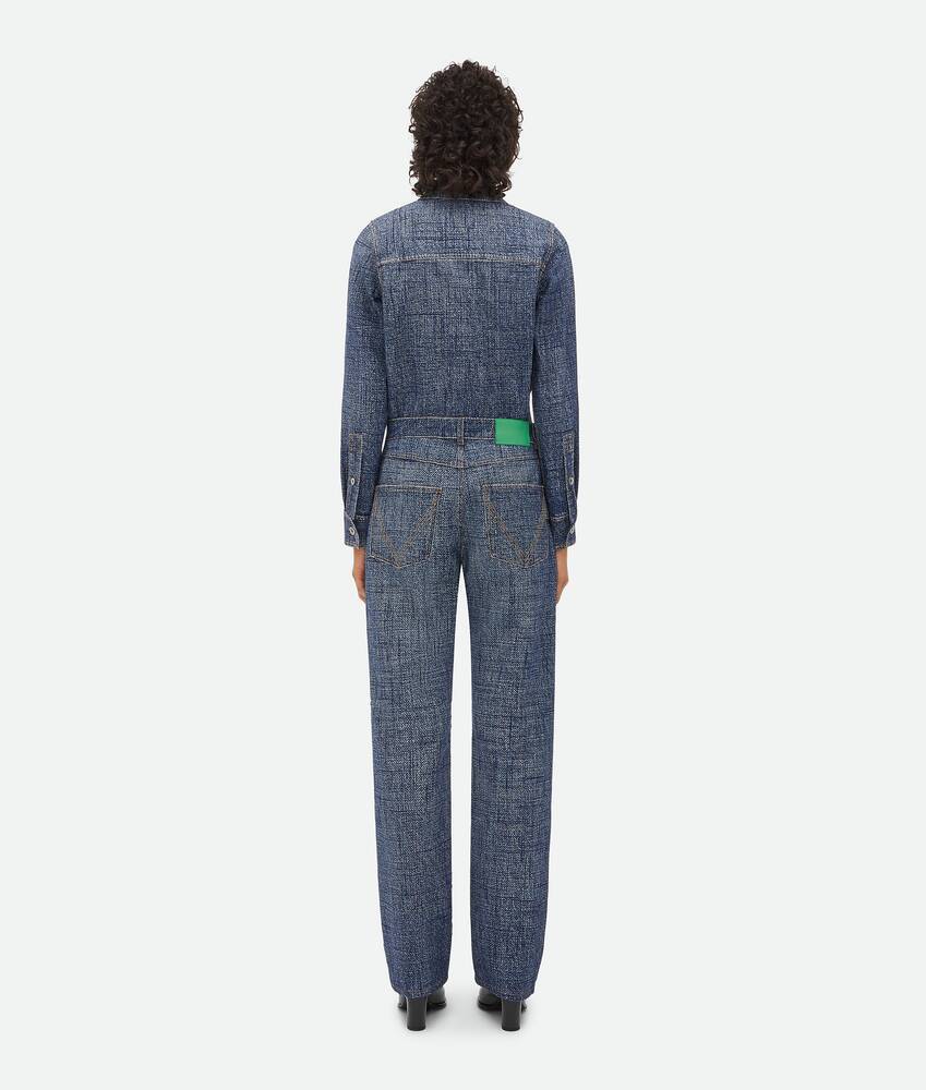 Bottega Veneta Denim-texture Tapered Trousers In Blue