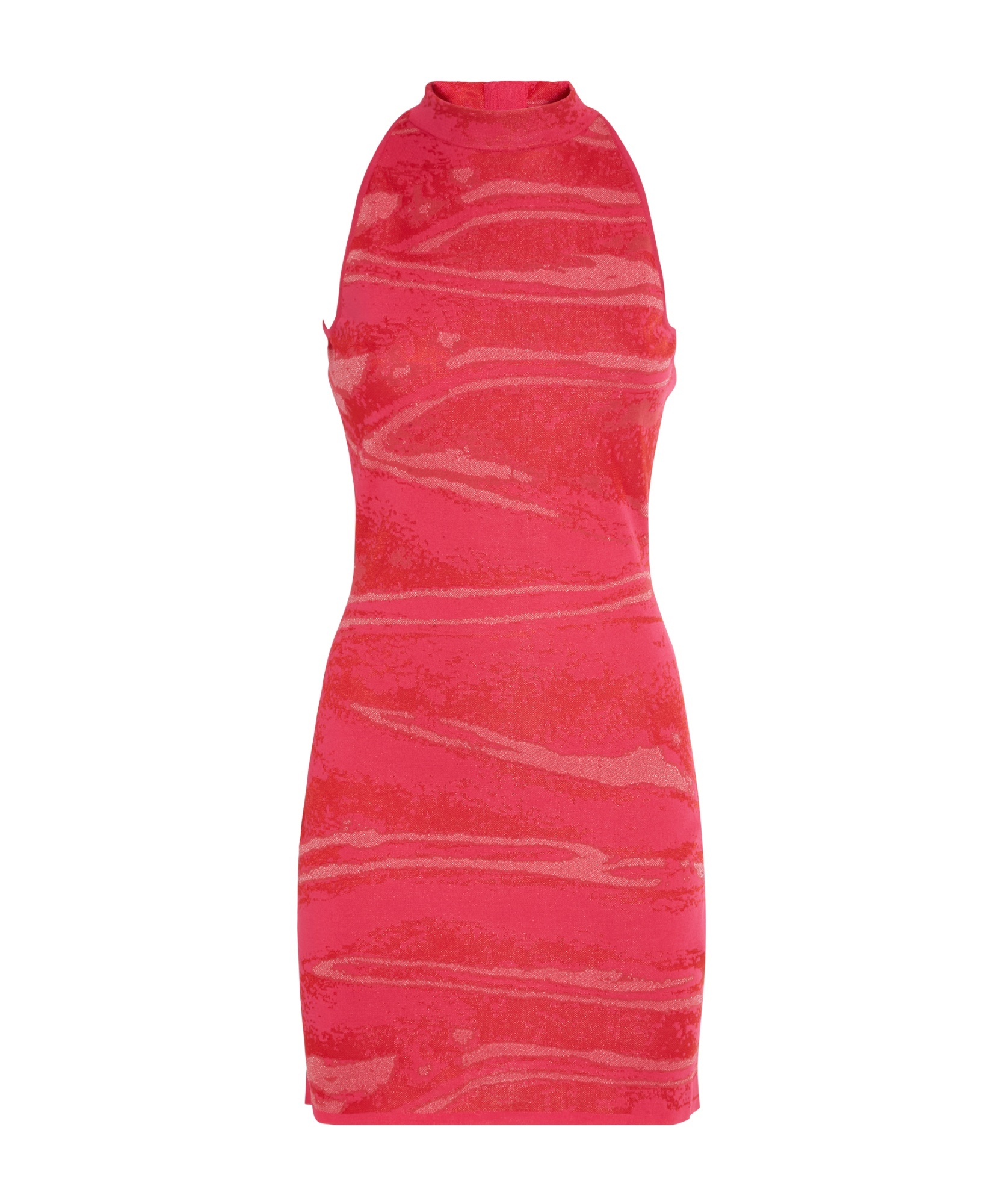 Balmain Printed Mini Body-con Dress In Red