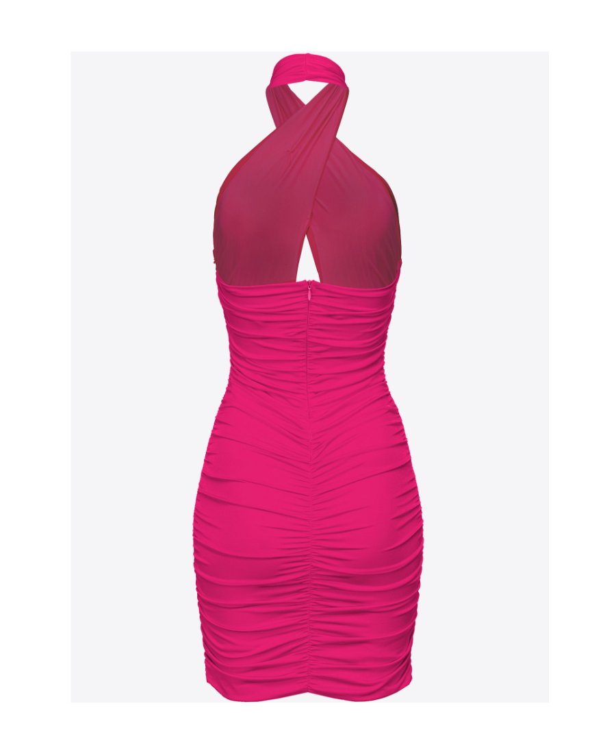 Pinko Halterneck Open-back Minidress In Pink
