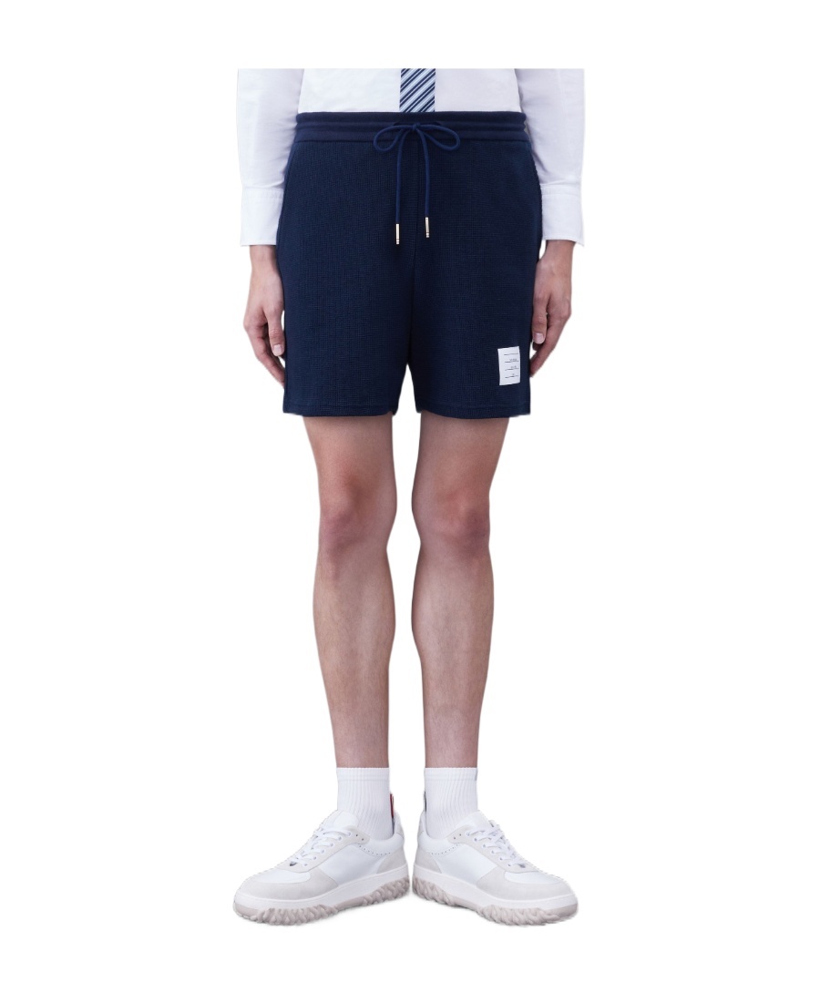 Thom Browne Embroidered Cotton Track Shorts In Black