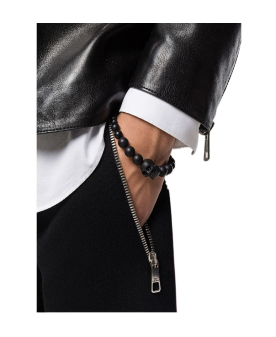 Alexander Mcqueen Alexandar Mcqueen Skull Ball Bracelet In Black