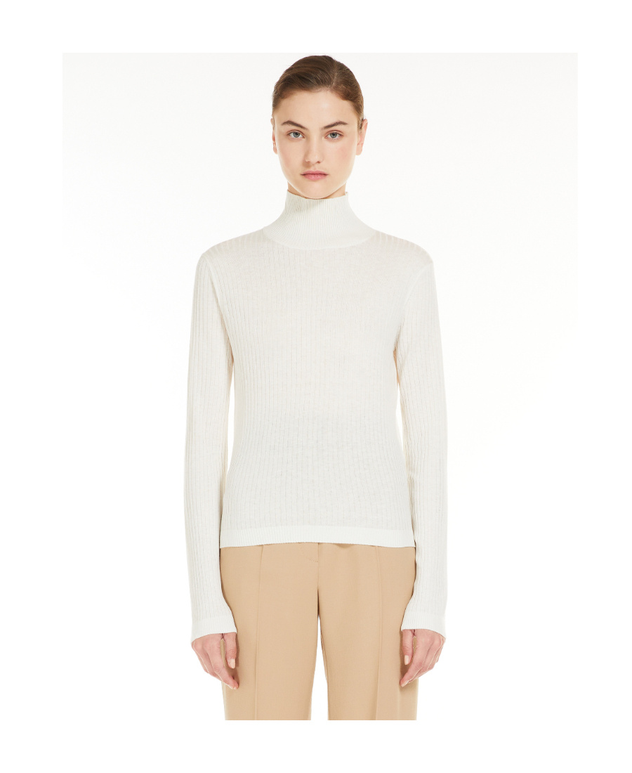 Max Mara Wool Turtleneck Sweater In White