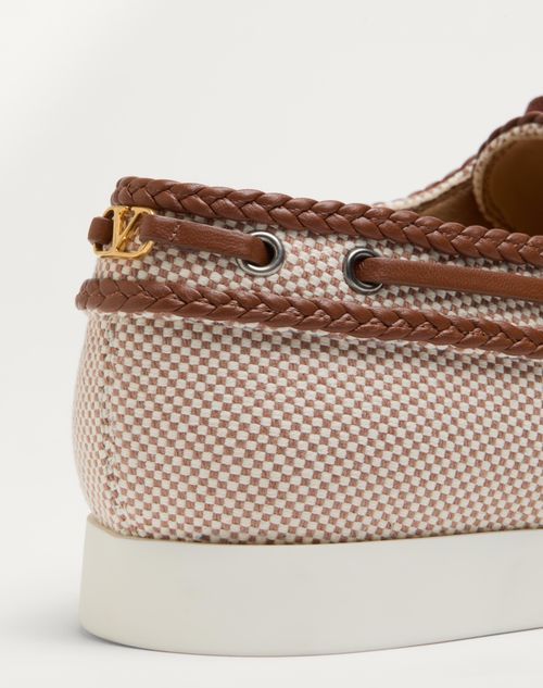 Valentino Men's Palm Avenue Canvas Boat Shoes In Brown