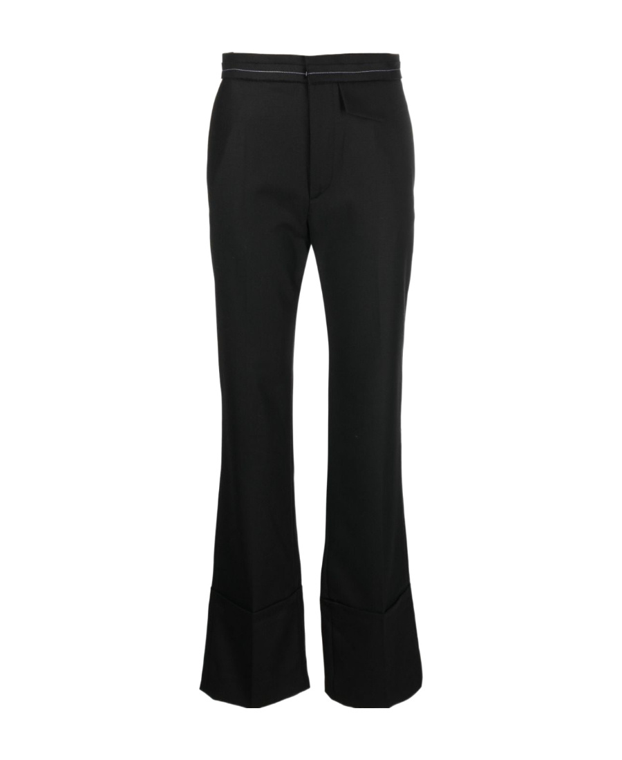 VICTORIA BECKHAM CONTRAST-STITCHING FLARED TROUSERS